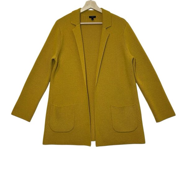 Talbots Women Milano Stitch Knit Sweater Jacket Wool Blend Yellow Petite Medium - Picture 2 of 9